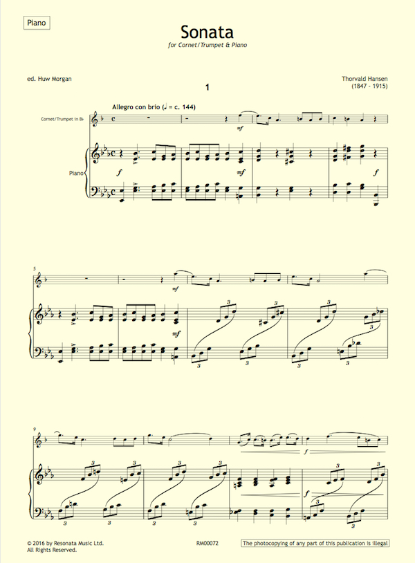 Op 18 Sonata for Cornet and Piano Sonata for Cornet and Piano Op.18 